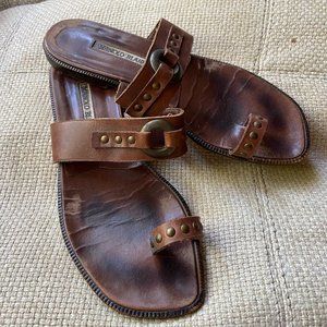 Manolo Blahnik Brown Leather Sandals